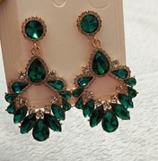 Eleganckie kolczyki wiszące ciemno zielone dł.ok.7,1cm