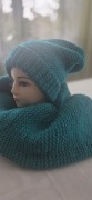 Czapka z szalikiem robione na drutach 