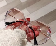 Okulary damskie z cyrkoniami jasne brązowe