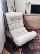 Vintage drewniany fotel kontiki ikea leżanka siedzisko futon safari