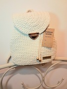 Plecak jasny szydełkowy rękodzieło  backpack na prezent hand made vintage 