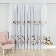 Firana z woalu szyta na taśmie, woal w kwiaty 400x240 cm