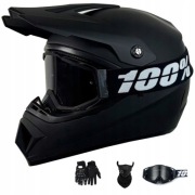 KASK NA HULAJNOGE CROSSOWY LEKKI ENDURO QUADA + GOGLE + RĘKAWICE + MASKA M 