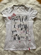 Emtivi podkoszulka damska T-shirt bluzka tunika biała z napisami S/M