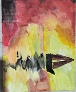 Łódka na morzu z zachodem słońca