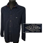*III MĘSKA KOSZULA Z DŁUGIM RĘKAWEM SUPERDRY GRANAT L BAWEŁNA 100%