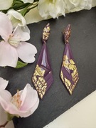 Unikatowe kolczyki fioletowo-złote HANDMADE