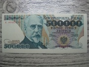 BANKNOT RP 500000 ZŁOTYCH 1990 ROK SERIA K SIENKIEWICZ DESTRUKT UNC