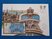 Koperta numizmatyczna z banknotem Łotwa