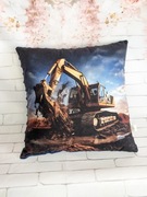 Poduszka z koparką 38 x 38 cm koparka budowa prezent na urodziny dekoracja 