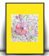 kwiaty rysunek A4, botaniczny obrazek  21x30, kwiatki obrazek a4 grafika