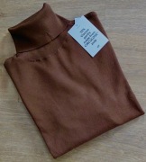 H&M__Brązowy damski cienki sweter golf roz. M/38 wiskoza