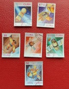 !!! KUBA   KOSMOS SATELITY 6szt... KOMPLETNA_SERIA...KASOWANE*!!!