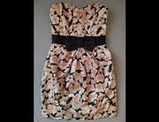 Sukienka mini H&M, sukienka koktajlowa bez ramiączek we wzór kwiatowy