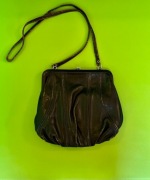 Torebka skórzana skóra czarna z lat 60 PRL vintage