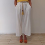 Spodnie włoskie białe lniane