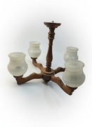 Żyrandol drewniany PRL 1987 Otwock