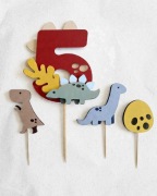 Ręcznie robiony topper na tort - 5 urodziny - zestaw 4 szt 28cm