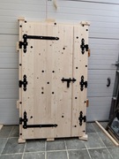 Drzwi drewniane 5cm dwuskrzydłowe góralskie gospodarcze domków letniskowych