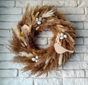 Wianek wielkanocny z suszonych traw 45cm