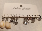 Kolczyki damskie 6 par kolor srebrny