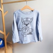 Koszulka 122 Psi Patrol Chase błękitna niebieska długi rękaw bawełniana