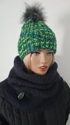Czapka zimowa ręcznie robiona plus otulacz 