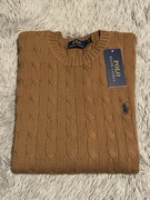 Polo Ralph Lauren sweter vintage cable knit khaki / brazowy basic M unisex