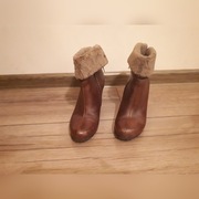Botki,rudo-brązowe Ryłko 35,skóra 
