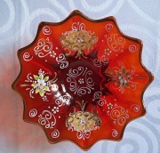 Patera Murano szkło rubinowe złocenia emalia lata 50–70 Włochy