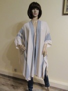 MASAI sweter ponczo oversize ekri w szare pasy 100% wełna _ uniwersalny 