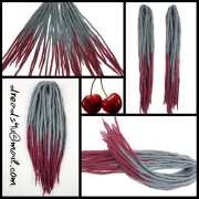 Wełniane dredloki -szara wiśnia- komplet 30 sztuk