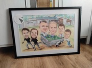 Karykatura portret Super prezent, a2, 6 osób kolor