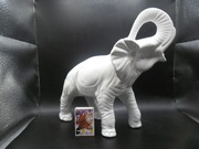 STARY CERAMICZNY SŁOŃ DUŻY PIĘKNY Z TRĄBĄ DO GÓRY NA SZCZĘŚCIE