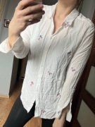 H&M biała koszula wiskoza hafty kwiaty L