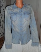 H&M Koszula Bluzka jeansowa perłowe zatrzaski 36 S #69