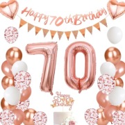 Zestaw dekoracji urodzinowych różowy 70 lub 7 urodziny 
