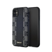 DKNY Leather Checkered Mono Pattern MagSafe - Etui iPhone 11 (czarny).