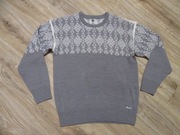 SNJOR męski sweter norweski wzór jasny szary wełniany 50% wełna_ L/XL