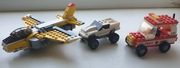 Lego 3 pojazdy z zestawów: odrzutowiec, terenówka, patrolowiec strażaka