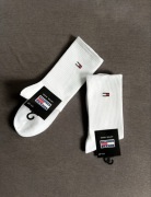 Skarpetki białe długie bawełniane logo Tommy Hilfiger wygodne ciepłe