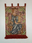 Tapiseria Madonna z Dzieciątkiem Pd. Europa bawełna 24x33 cm średniowiecze