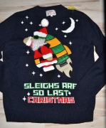 68^ next Świąteczny sweter zabawny Mikołaj z rakietą L