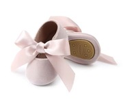 Niechodki buciki pudrowy róż 0-6 10,5 chrzest święta 17