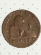 Moneta 2 centymy Belgia 1869