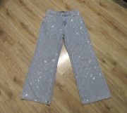 TWISTED WUNDER X SIMPLY BE diamante jeansy zdobione szerokie nogawki_ 40