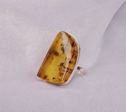 Pierścionek - Srebro i Bursztyn