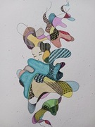 Akwarela Obraz KOBIETA Z WIATREM