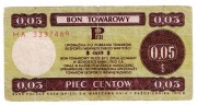 Bon Towarowy PeKaO 5 Centów 1979 HA - UV! Stempel bankowy Pick X35a.2