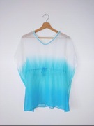 Niebiesko-biała bluzka mgiełka ombre niebieska prześwitująca motyl XS/S